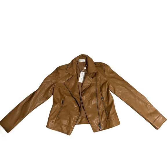elie tahari brown leather jacket